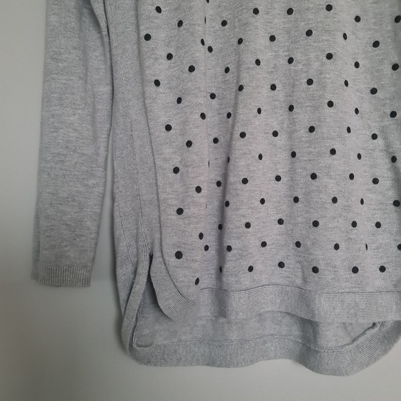 Grey Black Dot Top Shirt Cardigan Sweater Oversize Longsleeve Long - Picture 3 of 5
